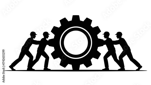 Teamwork turning the gears of progress, collaborative effort, achieving goals, business success, engineering synergy, modern cooperation