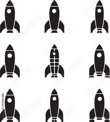 set of space rocket icons