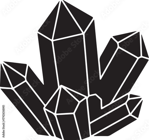 Crystal icon, geometric crystal vector, geometric crystal silhouette vector