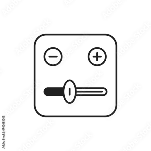 Slider Adjust Icon, Plus Minus Control Setting Line Art