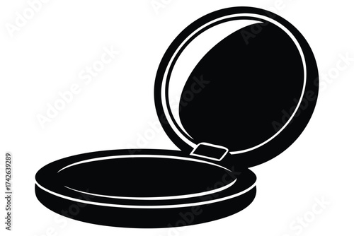 compact powder case vector con silhouette