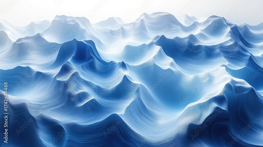 Obraz premium Abstract Blue Waves Rolling Hillscape