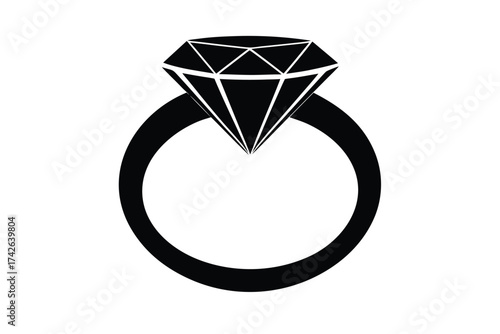 diamond ring vector icon silhouette