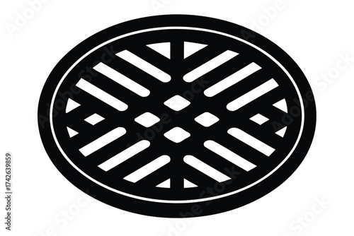 drain cover vector icon silhouette