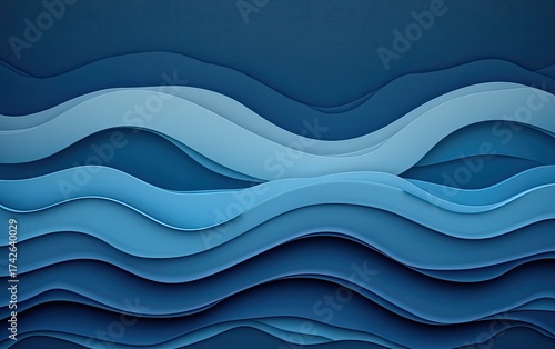 Abstract Blue Waves Layered Design