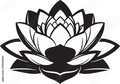 A stylized lotus flower in full bloom, this elegant design is perfect for yoga studios, spas, and anyone seeking a touch of tranquility