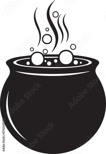 A bubbling cauldron with rising steam, this witchs brew is perfect for halloween, conjuring up spooky spells and magical potions in a whimsical design