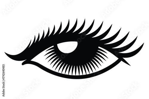 eye with lashes vector icon silhouette