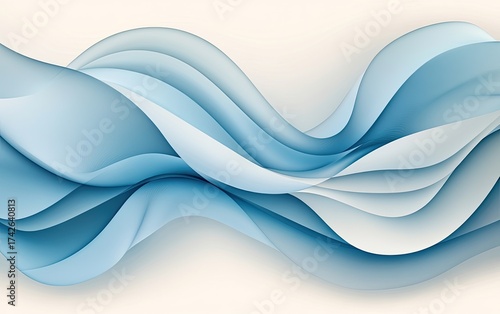 Abstract Blue Wave Design Showing Flowing Curves