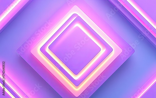 Abstract Purple Neon Geometric Design with Glowing Lines