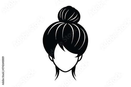 hair bun style icon vector icon silhouette