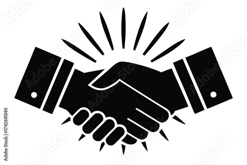 handshake success vector icon silhouette