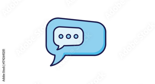 Light blue speech bubble with ellipsis isolated on white background