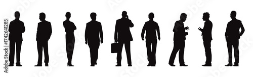 Business professionals silhouettes in various poses