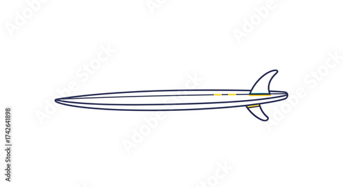 Surfboard isolated on white background, a water sport equipment for surfing