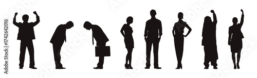 Silhouettes of people expressing emotions and actions