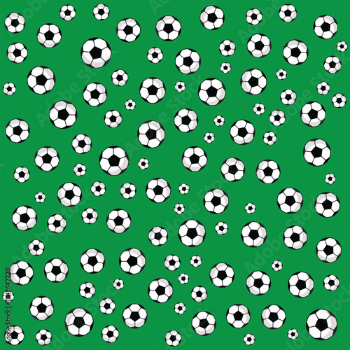 This is a seamless pattern featuring a dense, random arrangement of soccer balls