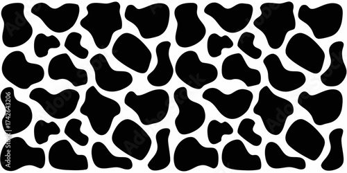 Black and white abstract organic shapes pattern seamless background design