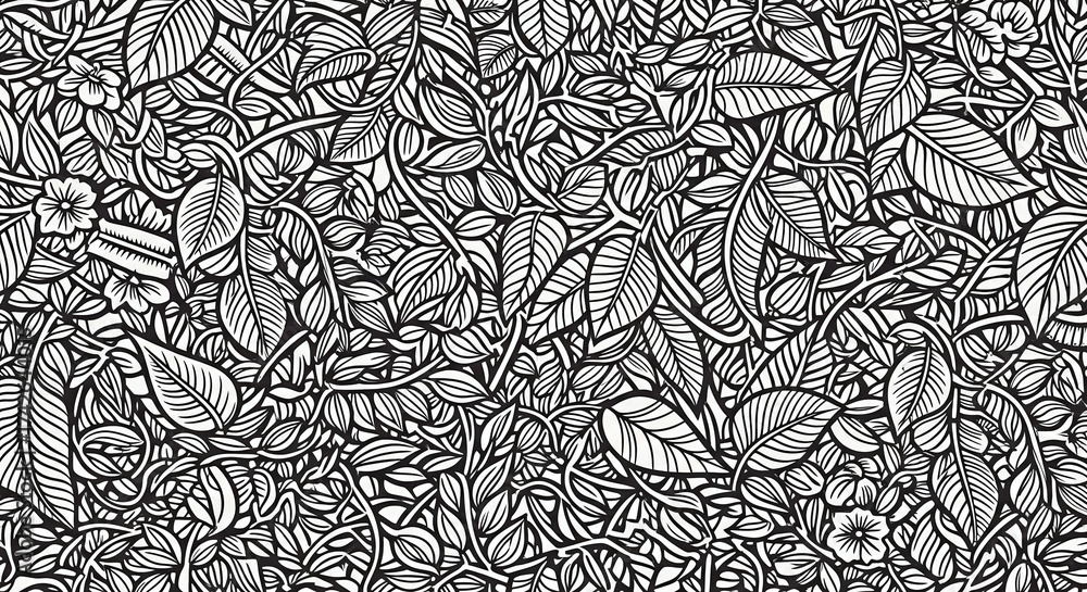 Leaf Pattern with Black  White.