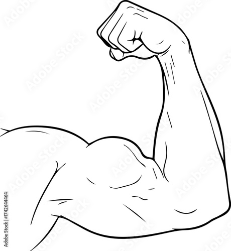 Strong Flexed Arm Showing Power, Strength, Fitness, and Determination Illustration