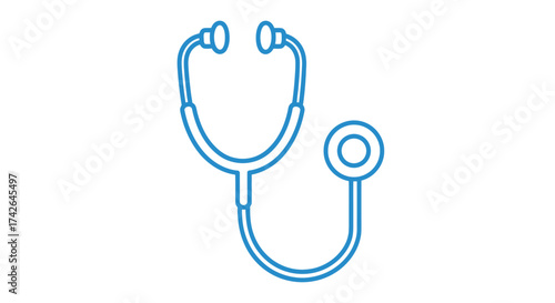 Blue stethoscope isolated on white background for medical examination