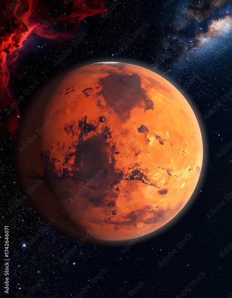 Obraz premium Orange-red planet in a vast cosmos