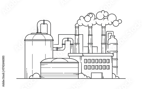 Hydrogen energy generation plant black-and-white