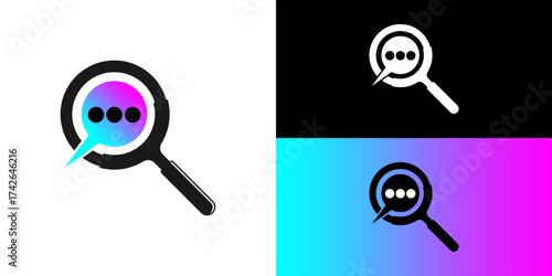 magnifying glass and chat icon