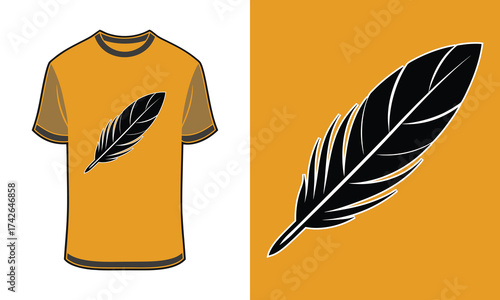 Orange T Shirt With Tshirt mockup Feather Graphic Separate Feather vector