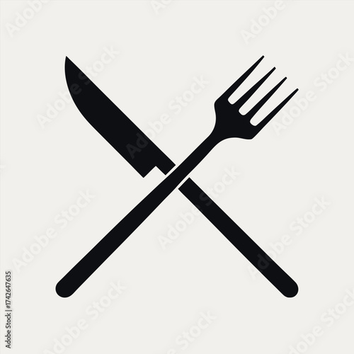Crossed Knife and Fork Silhouette Icon cutlery utensil
