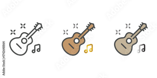 Acoustic Guitar Vector Icon Set