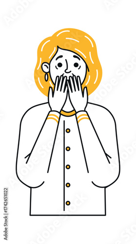 Shocked stressed businesswoman covering mouth