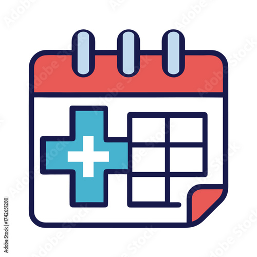 Calender with medical cross outline appointment date