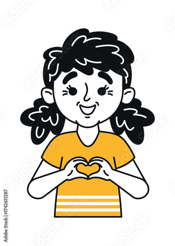 Schoolgirl sharing love gesturing heart