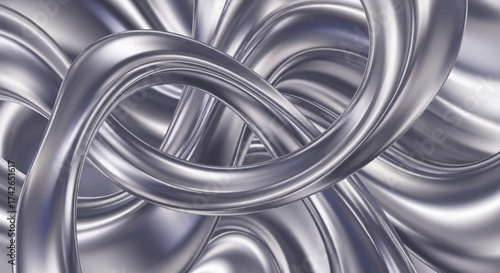 Abstract Silver Metallic Flowing Waves Background - A Sleek and Modern Design Element