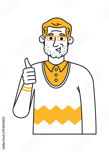Successful businessman gesturing thumbsup portrait