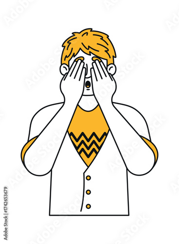 Businessman covering face with hands