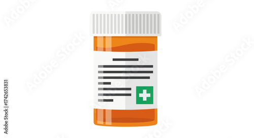 Orange Prescription Pill Bottle with White Label.