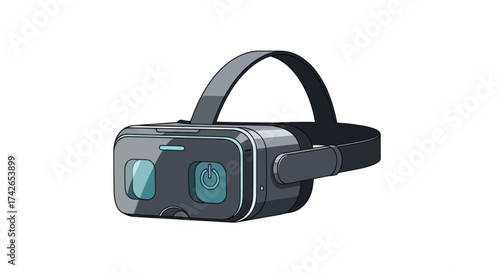Modern Black Virtual Reality Headset with Adjustable Strap.