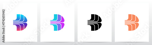 Abstract Lines Focused Divides Part Initial Logo Design D