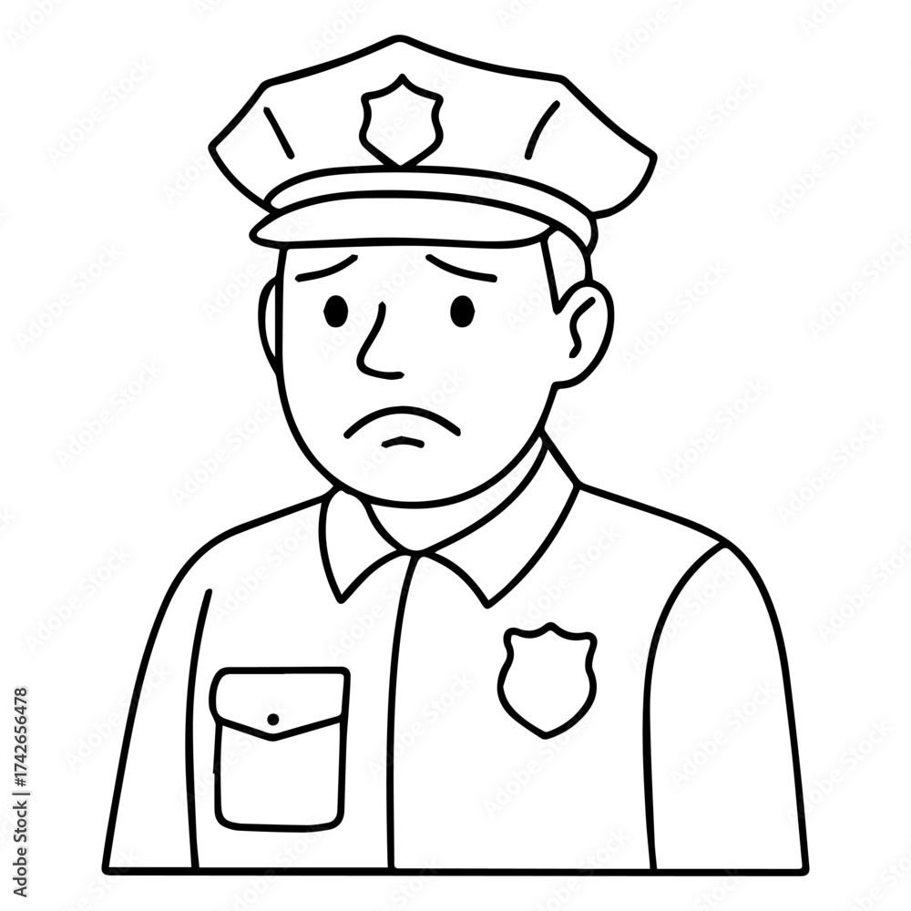 outline icon sad policeman vector on a white background
Vector line icon of joy and sadness emotions on a white background