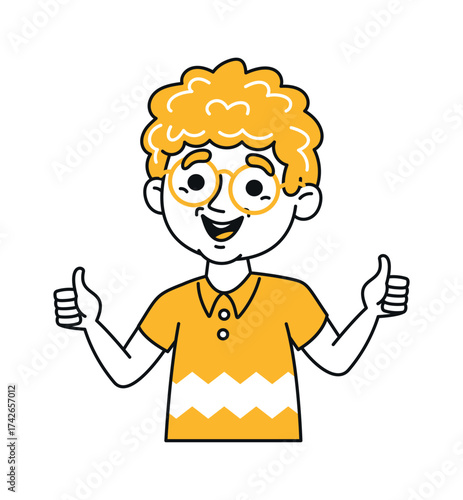 Happy schoolboy gesturing thumbsup portrait