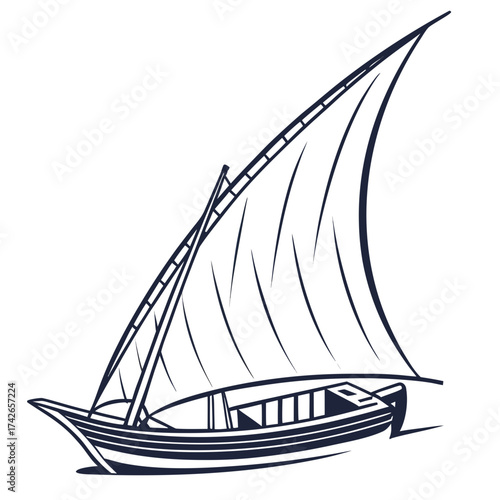 Illustration of a dhow boat, traditional vessel