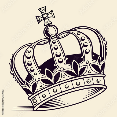 Illustration of a royal crown with cross