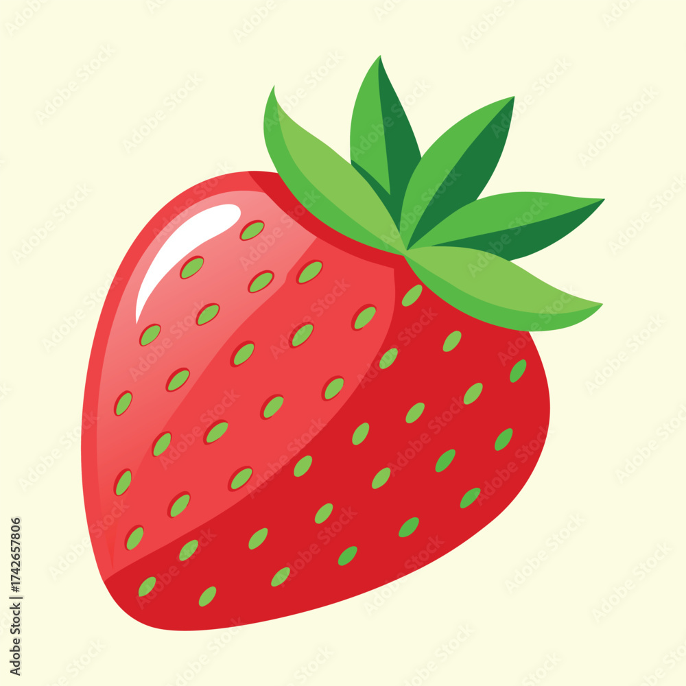 Obraz premium Fresh Red Strawberry Fruit Vector Illustration