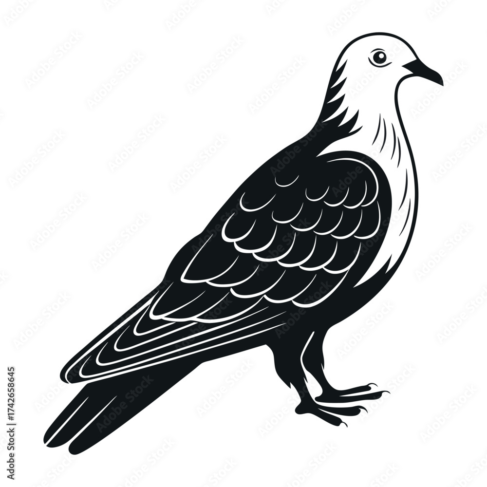 Obraz premium Dove silhouette vector.Bird Symbol of Peace and Freedom