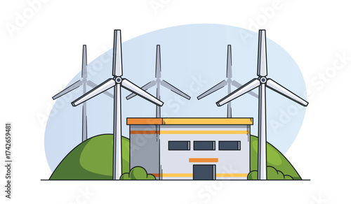 Renewable power station wind turbines