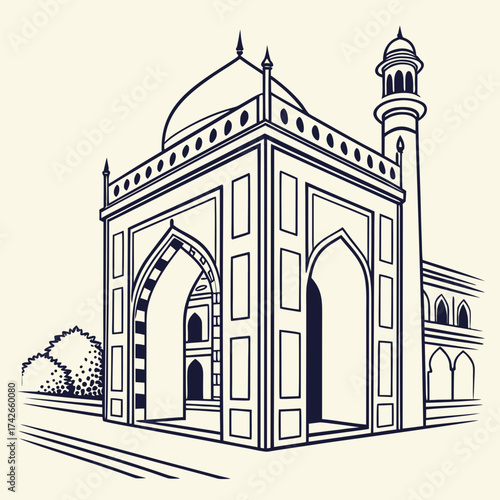 Tomb of mariamuzzamani is a line drawing