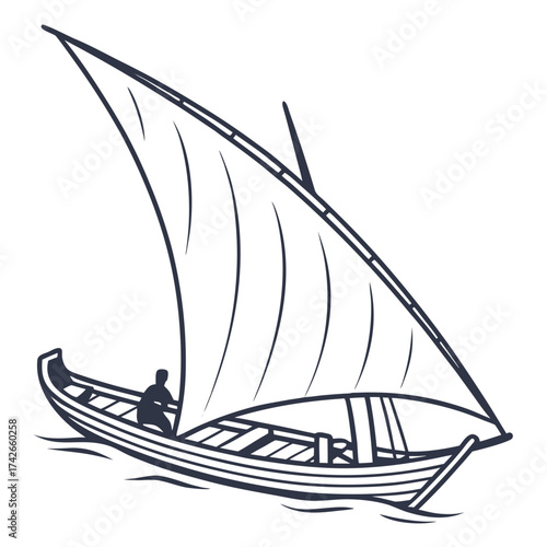Traditional dhow boat sailing