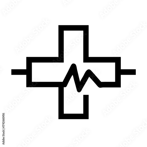 Vector art of medical cross with pulse